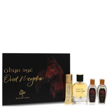 Oud Meydan by My Perfumes Gift Set -- 3.4 oz Eau De Parfum Spray + 3.4 oz Perfumed Hair & Body Mist + 2 oz Shower Gel + 2 oz Body Lotion